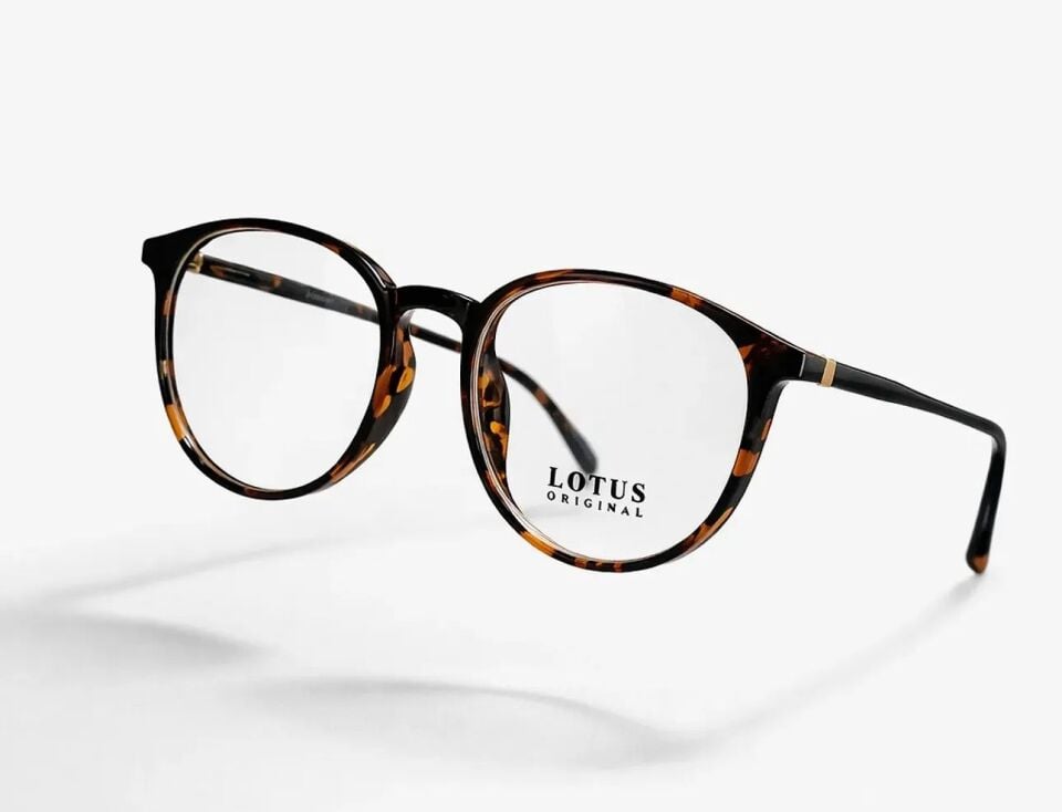 Lotus Original - Kaplumbağa Desenli Retro Yuvarlak Gözlük Çerçevesi